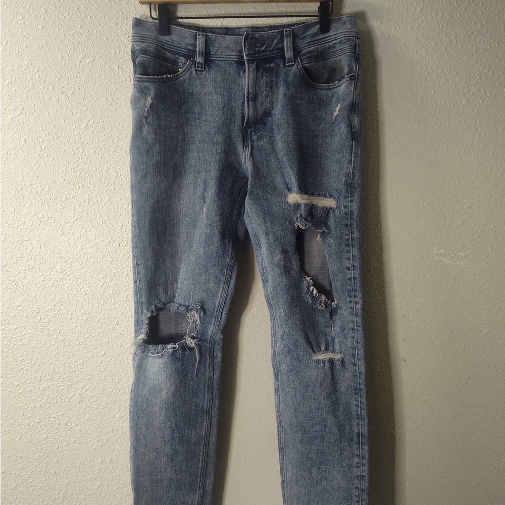 H&M Men's Ripped Denim Jeans - Light Blue